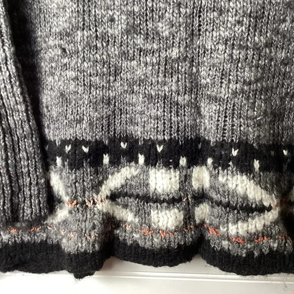 FREE PEOPLE Gray Fair Isle Oversized Wool Sweater Pullover Top Size S/P - Picture 7 of 9